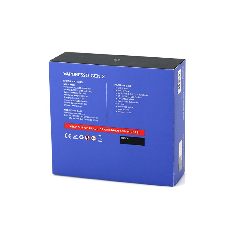 Vaporesso GEN X 220W Kit Box Back
