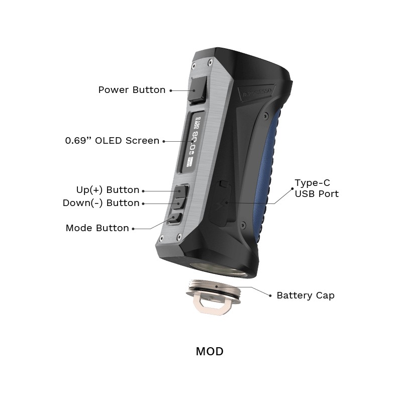 /vaporesso forz tx80 kit 80w mod exploded view
