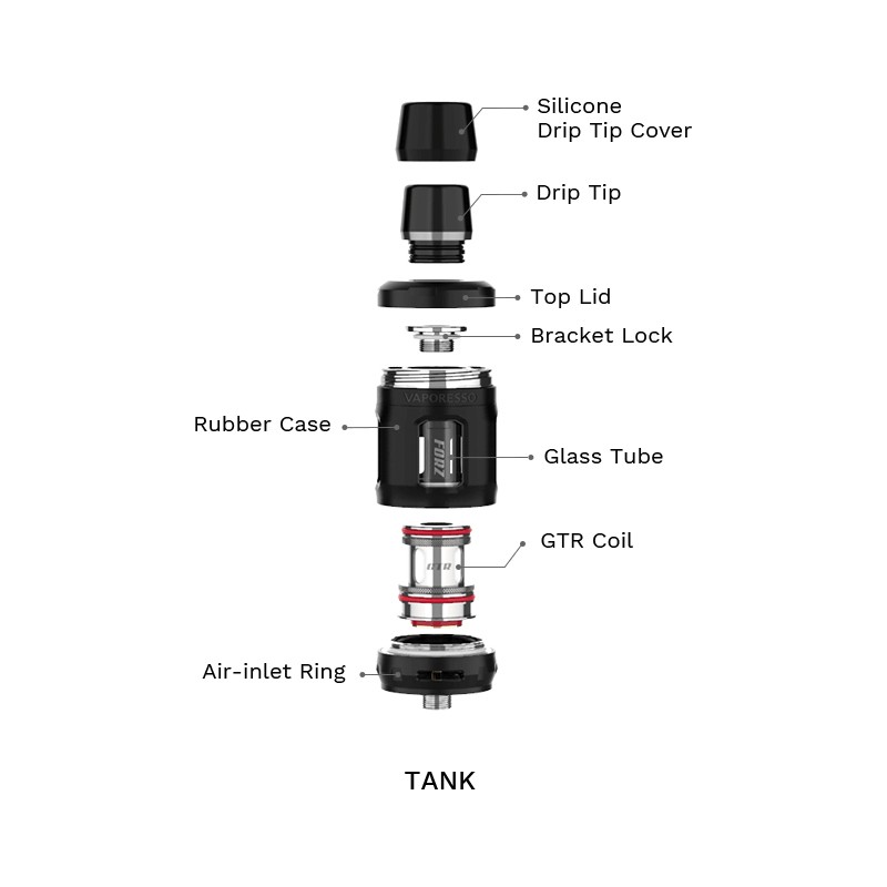 vaporesso forz tx80 kit 80w tank exploded view