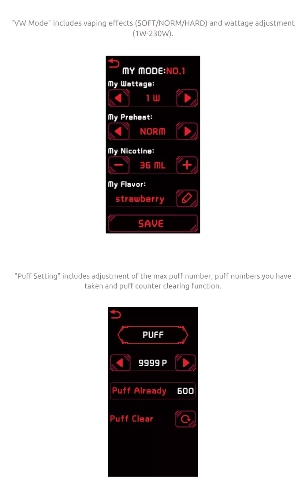 SMOK Mag P3 VW Mode and Puff Setting