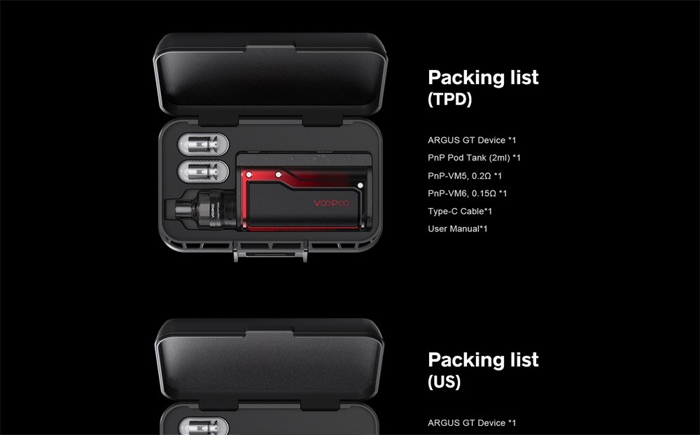 VOOPOO Argus GT Kit Packing list1