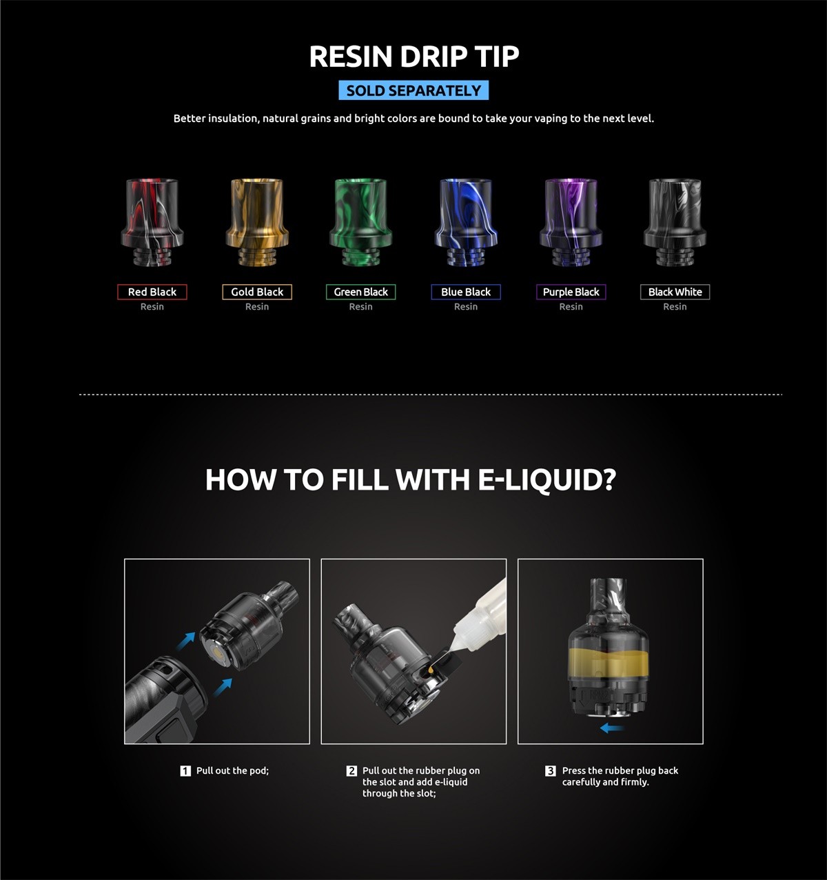 SMOK Thallo S Resin Drip Tip and E-juice Refilling