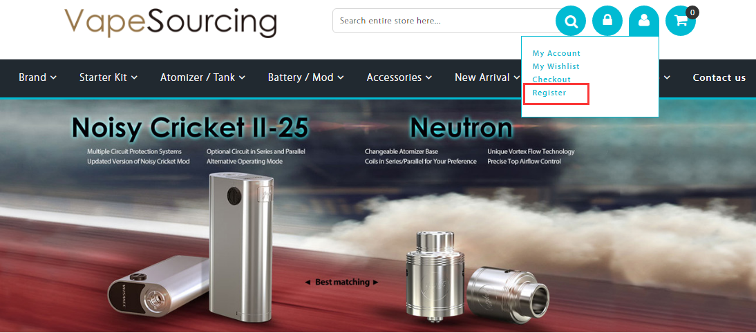my account in vapesourcing