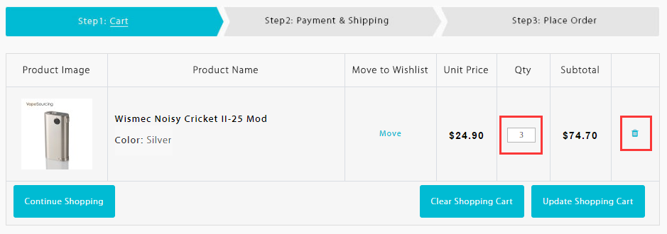 revise order in vapesourcing